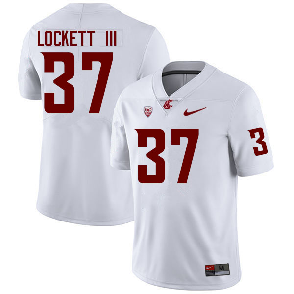 Men #37 Sam Lockett III Washington State Cougars College Football Jerseys Sale-White - Click Image to Close